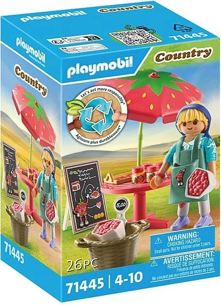 Set figurina Playmobil Country 71445, stall reçeli luleshtrydhe, 26 pjesë
