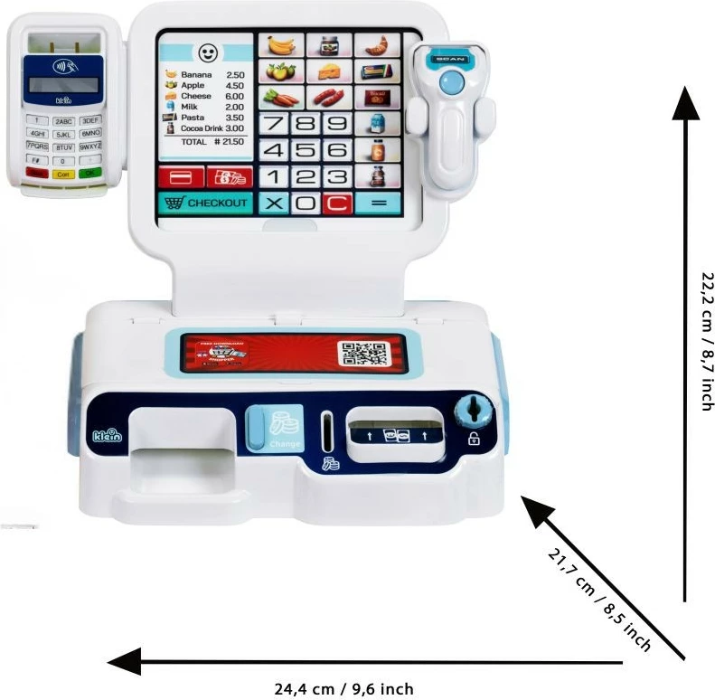 Kasë vetëshërbimi lodër Klein 7265 me aplikacion, shumëngjyrëshe, set aksesorësh
