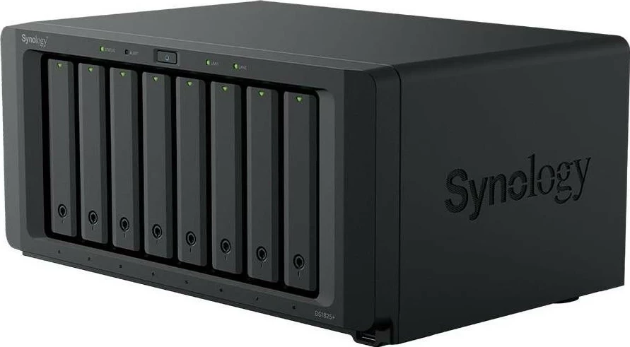 NAS Synology DS1825+, 8GB RAM, 10 vende për hard disk, M.2 NVMe, i zi