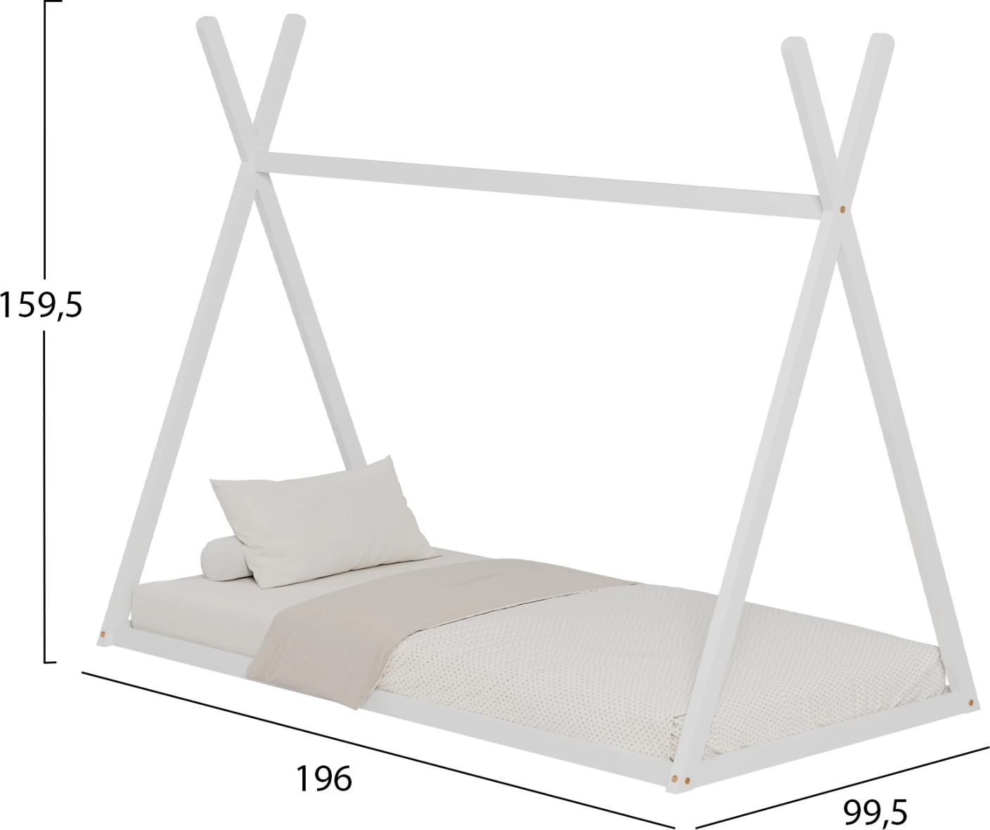 Krevat për fëmijë MUNK FH681.03 t.MONTESSORI dru pishe i bardhë për dyshek 190x90cm