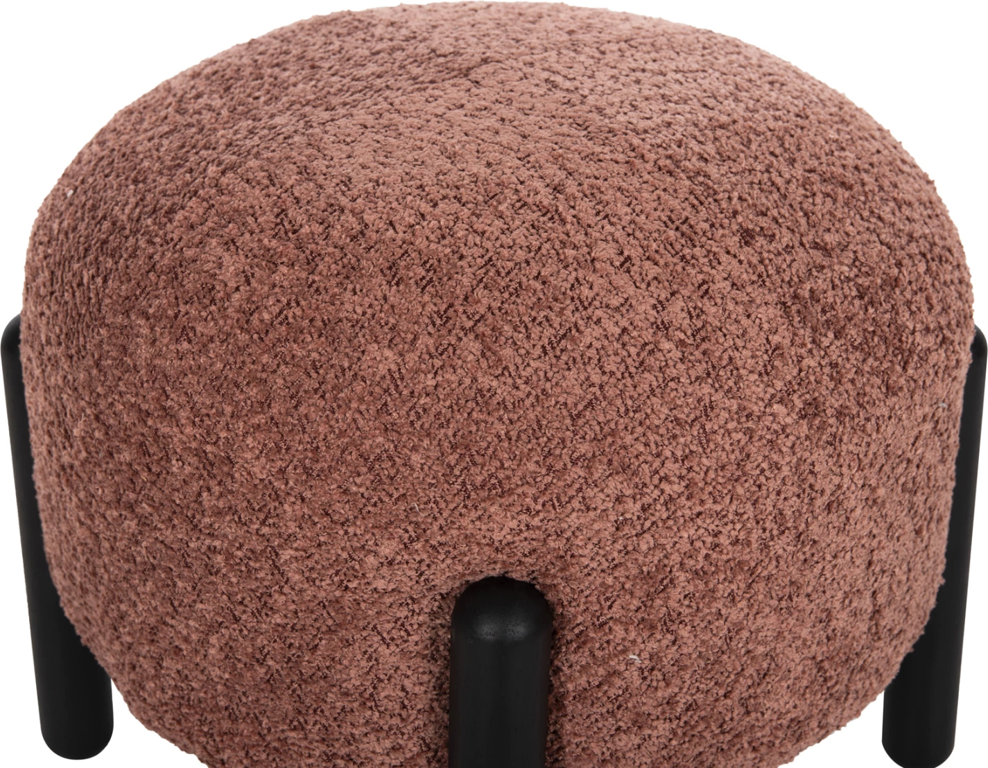 Stol i rrumbullakët EWAN FH9596.02 me pëlhurë boucle rozë dhe këmbë metalike të zeza Φ45x36Hcm