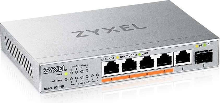 Switch Zyxel XMG-105HP, 2.5G Ethernet, Silver
