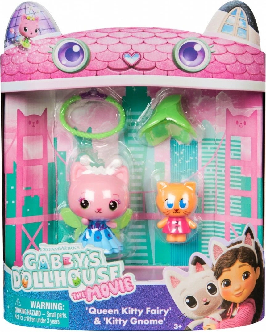 set figurina, Spin Master Gabby’s Dollhouse 6074330, Queen Kitty Fairy & Kitty Gnome, 2 copë, 5 cm, plastikë, Garden
