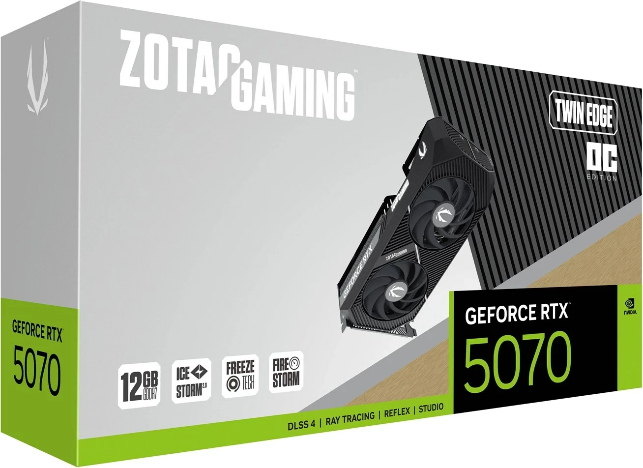 Kartelë grafike ZOTAC GAMING GeForce RTX 5070 Twin Edge OC, 12 GB GDDR7, e zezë