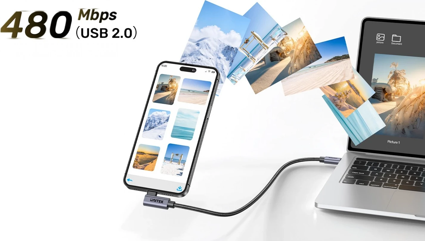 Kabull Unitek USB-C këndor 90° PD100W 3m, ngjyrë zi-hiri