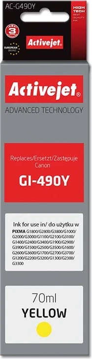 Ngjyrë zëvendësuese Activejet AC-G490Y për printer Canon, 70ml, e verdhë