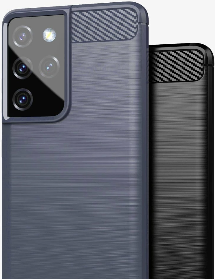 Mbështjellës Hurtel Carbon Case për Samsung Galaxy S21 Ultra 5G, i zi