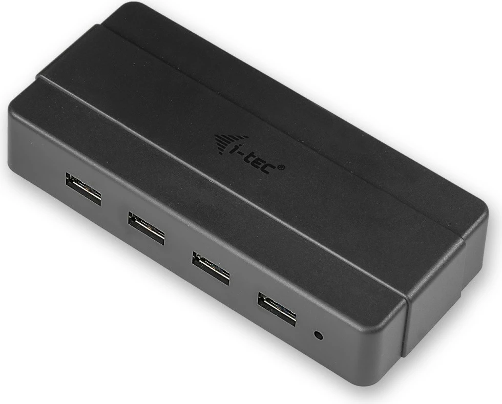 Kasë USB HUB i-tec U3HUB445, 4 porta, USB 3.0, me furnizim rryme, E zezë