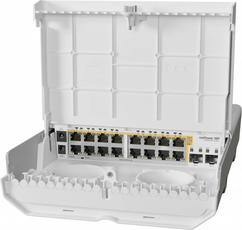 Switch i menaxhueshëm Mikrotik CRS318-16P-2S+OUT, 16xGbE, 2xSFP+, i bardhë, për jashtë