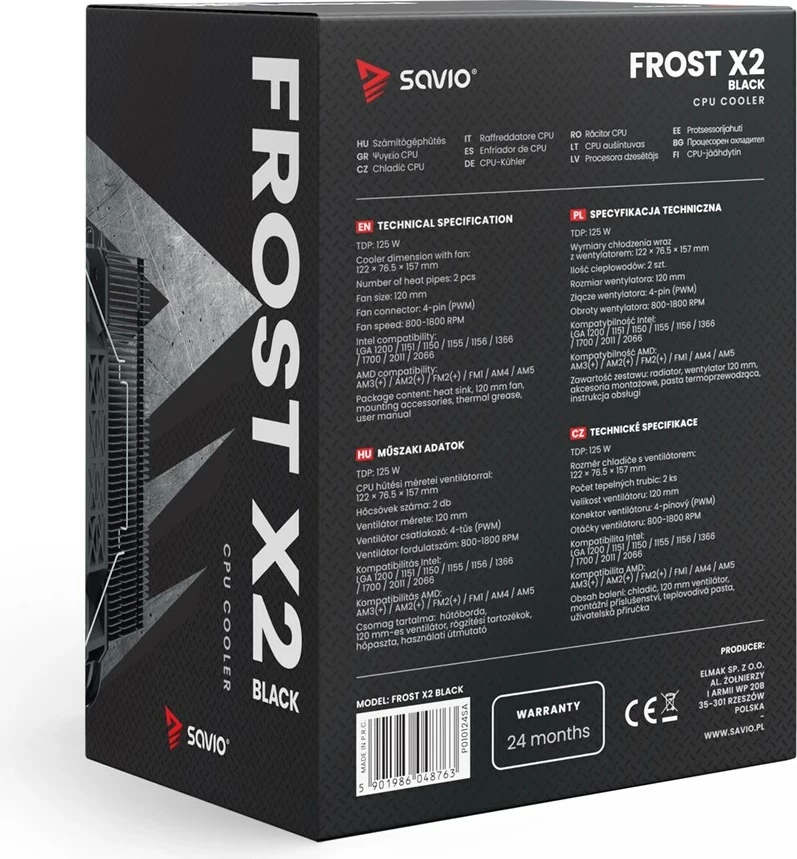 Sistem ftohës kompjuteri Savio SAVGCOFROSTBLACKX2, 12 cm, i zi