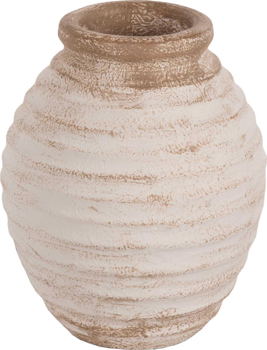 Vazo dekorative PYDNA, ngjyrë e bardhë-bezhë antike, Φ20x25H cm