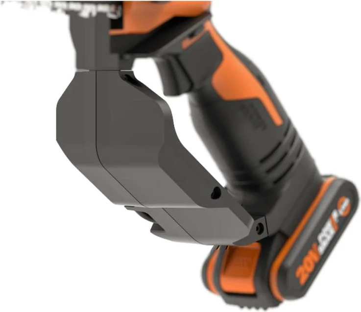 Sharrë zinxhir kompakte pa kabllo Worx WG324E 20V, zezë/portokalli, me bateri dhe karikues