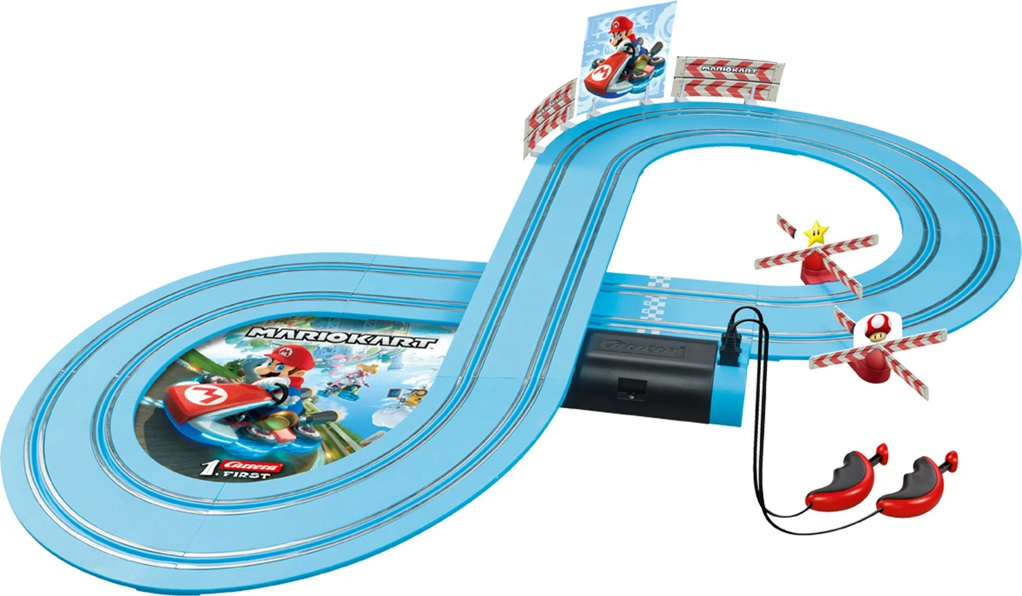 Set me vetura dhe pistë Carrera RC Nintendo Mario Kart, plastikë, 3 vjet, ngjyra blu, gjelbër, e kuqe