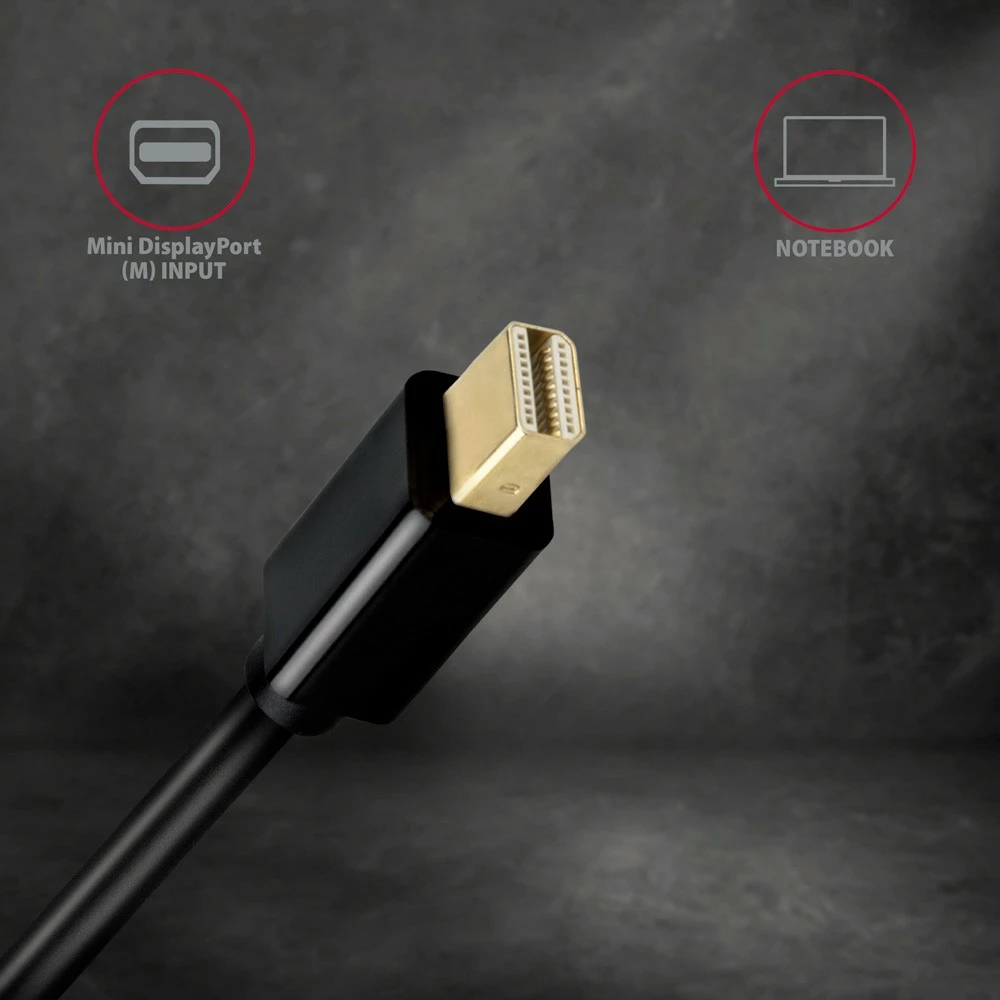 Kabllo/adapter aktiv AXAGON RVDM-HI14C2 Mini DisplayPort në HDMI, 1.8m, e zezë