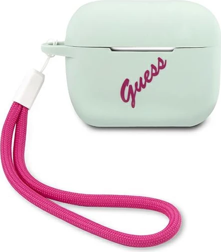 Mbështjellës Guess GUACAPLSVSBF për AirPods Pro, silikon, blu-fuchsia