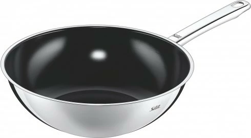 Wok Silit 28cm Wuhan, çelik inox, dorezë e gjatë