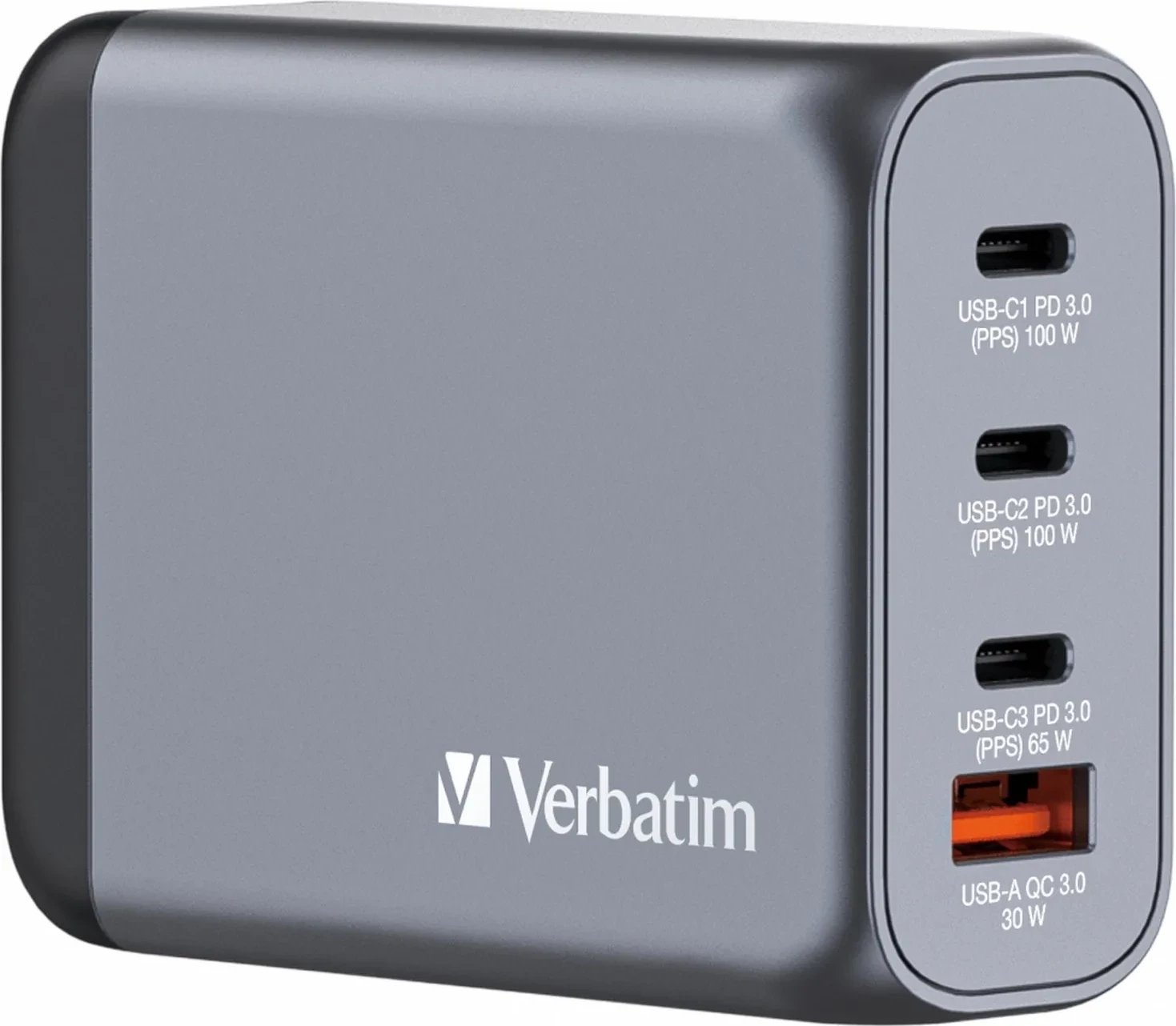 Karikues Verbatim GNC-100, GaN 100W, 3xUSB-C PD, 1xUSB-A QC 3.0, hiri