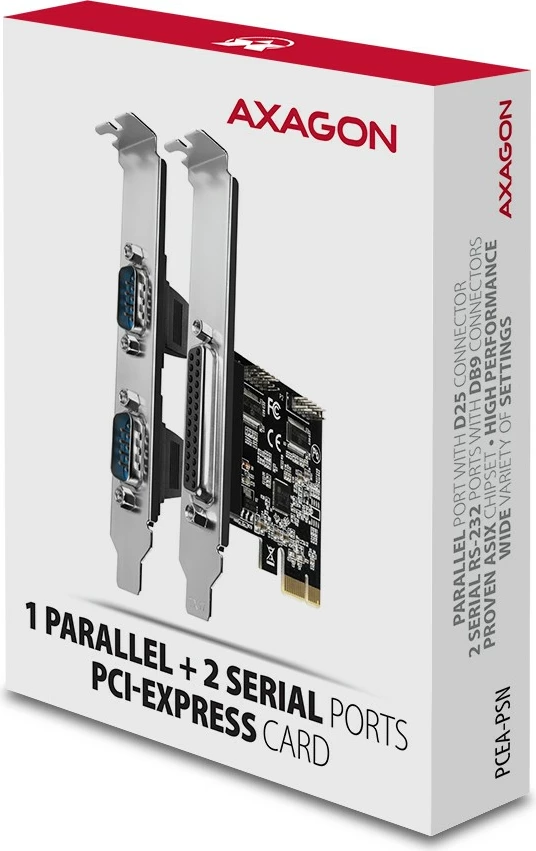 Kartë zgjerimi AXAGON PCEA-PSN, 1x LPT, 2x RS232, PCIe, set me SP & LP