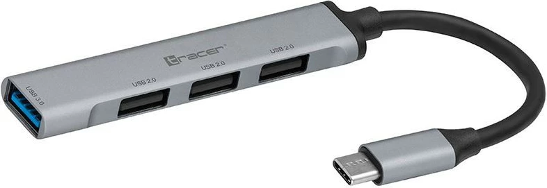 HUB USB Tracer H40, 4 porta, USB-C, argjendtë