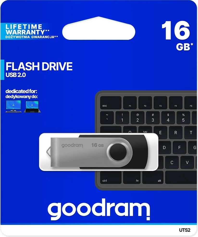 USB Goodram UTS2, 16 GB, e zezë/argjend