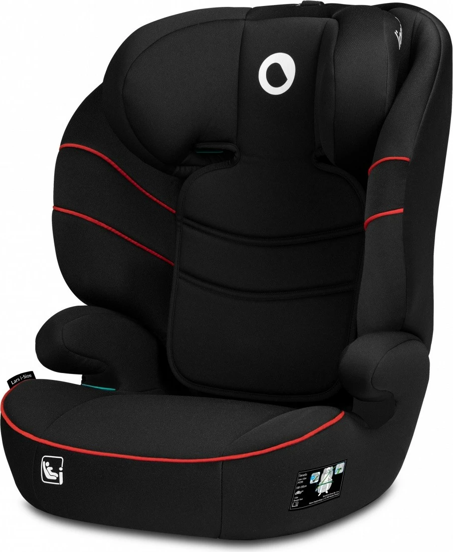 Ulëse për fëmijë për veturë Lionelo Hugo i-Size, 15-36 kg, e zezë e kuqe