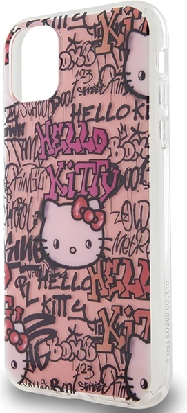 Mbështjellës Hello Kitty IML Tags Graffiti për iPhone 11/XR, rozë