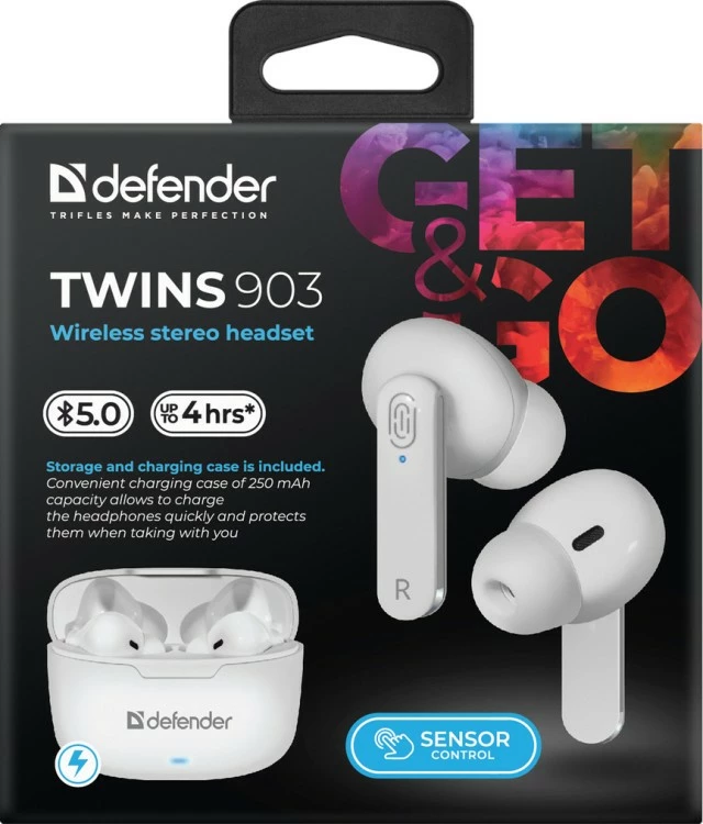 Kufje Defender TWINS 903, pa tela, Bluetooth, të bardha