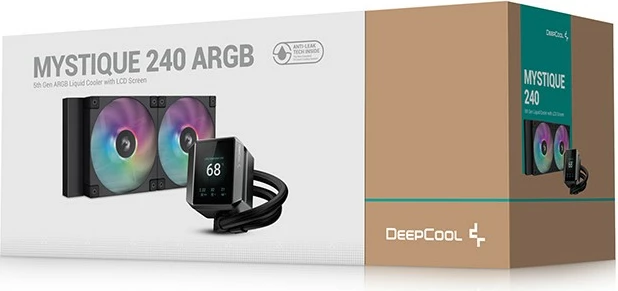 Ftohës uji DeepCool MYSTIQUE 240 ARGB, 2x12cm, LCD, i zi