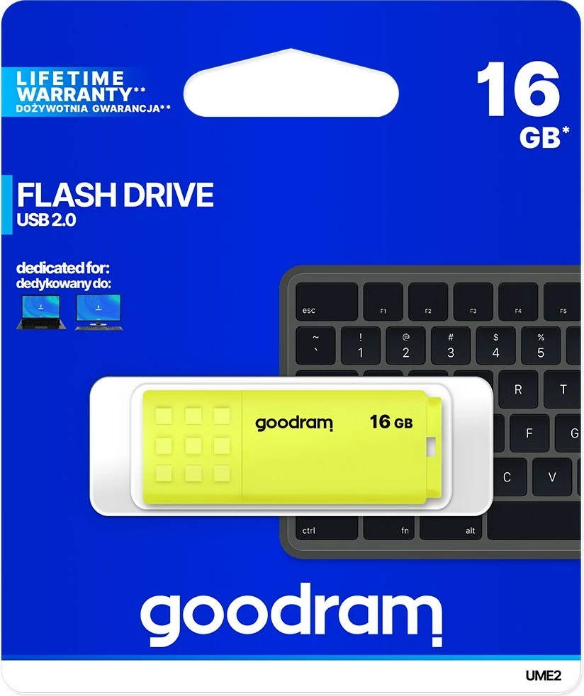 USB Goodram UME2 16GB,Type-A 2.0, i verdhë 