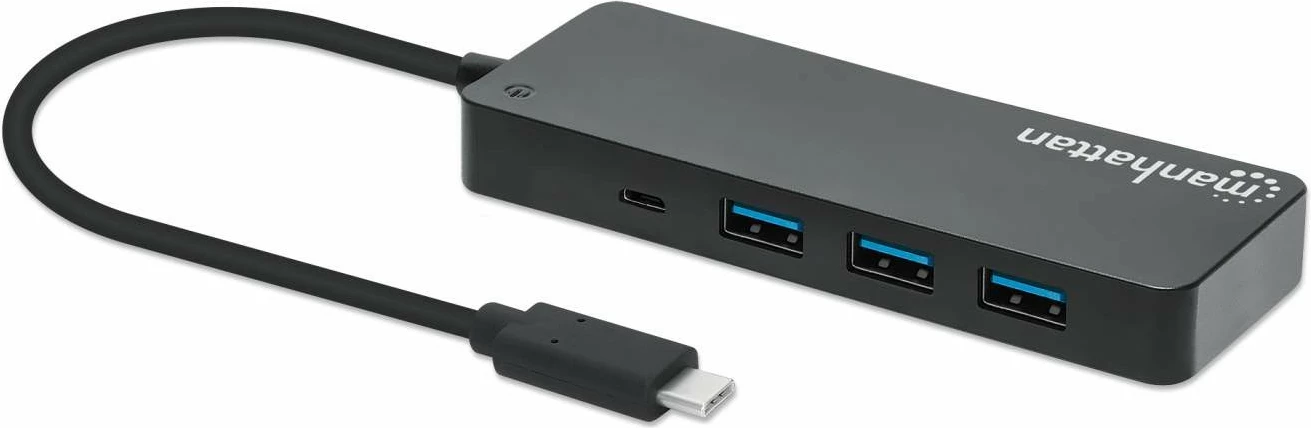 USB hub MANHATTAN 7 porta, USB-C në USB-A, 5 Gbit/s, zi