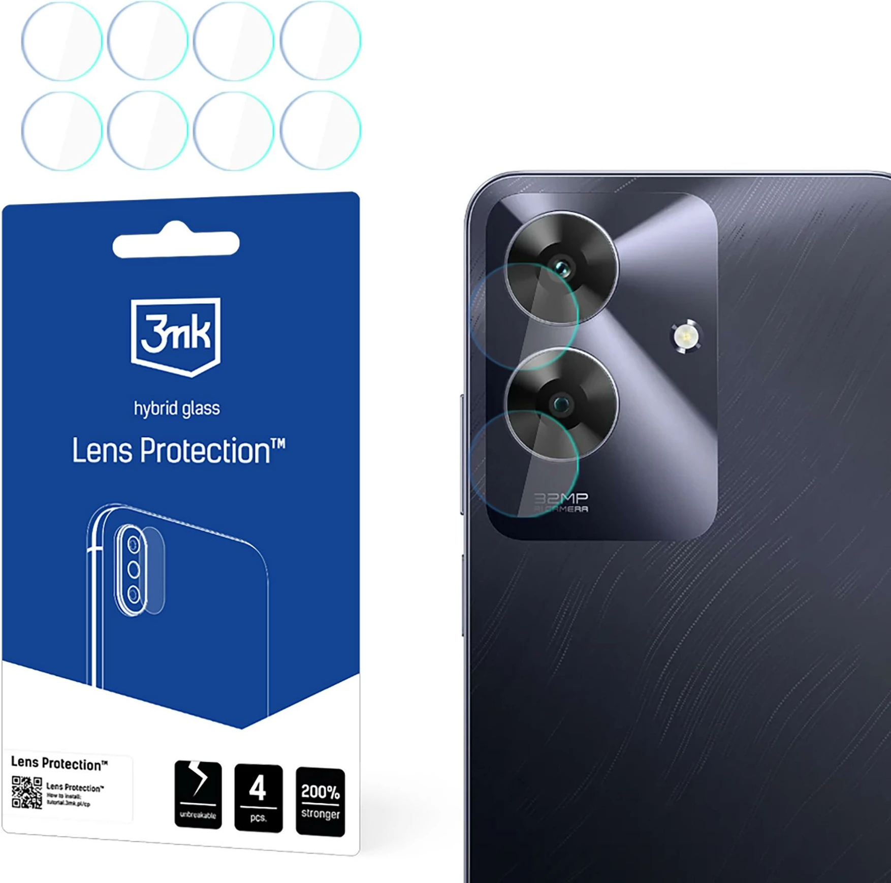 Xham hibrid mbrojtës për kamerë, 3mk Protection, për Realme Note 60, set