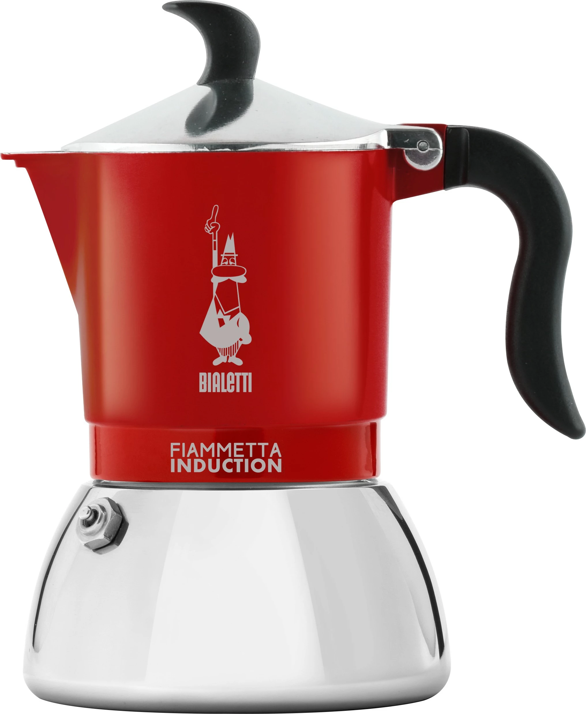 Moka pot Bialetti Fiammetta Induction 0.1L, 2 filxhanë, inox/kuqe