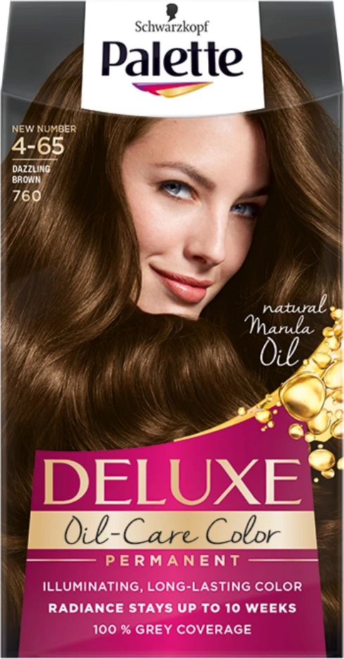 Ngjyrë për flokë për femra Palette Deluxe Oil-Care Color 760 (4-65) Dazzling Brown