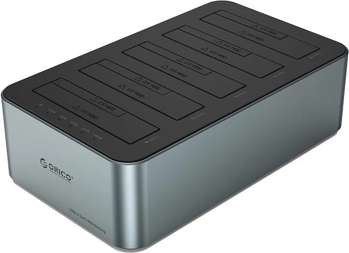 Kasë Orico 6656C3-C-EU-GY-BP-IP për 2.5"/3.5" HDD/SSD, 5Gbps, USB-C në USB-C/A, funksion klonimi, e zezë