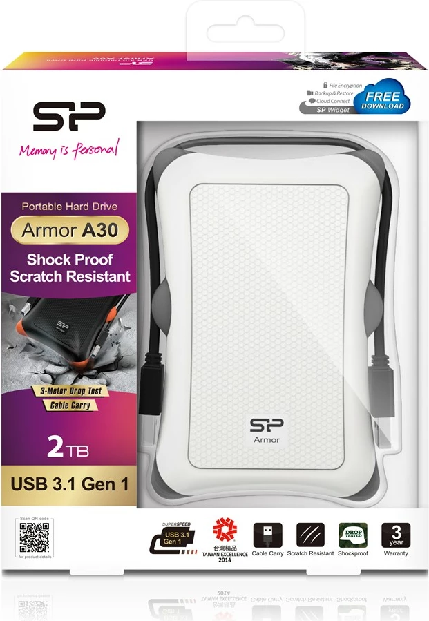 Disk HDD Silicon Power Armor A30, 2TB, i bardhë