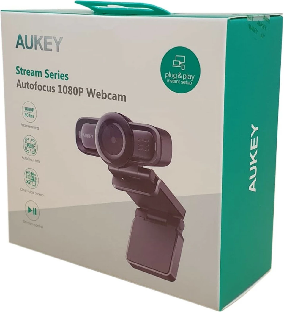 Webcam AUKEY PC-LM3, Full HD 1080p, Autofokus, Mikrofon stereo, E zezë