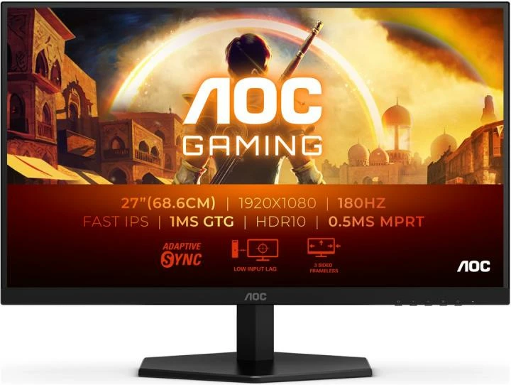 Monitor gaming, AOC, 27G42E, 27" Full HD 1920x1080, IPS i shpejt 180Hz 1ms GtG, AdaptiveSync HDR10, i zi