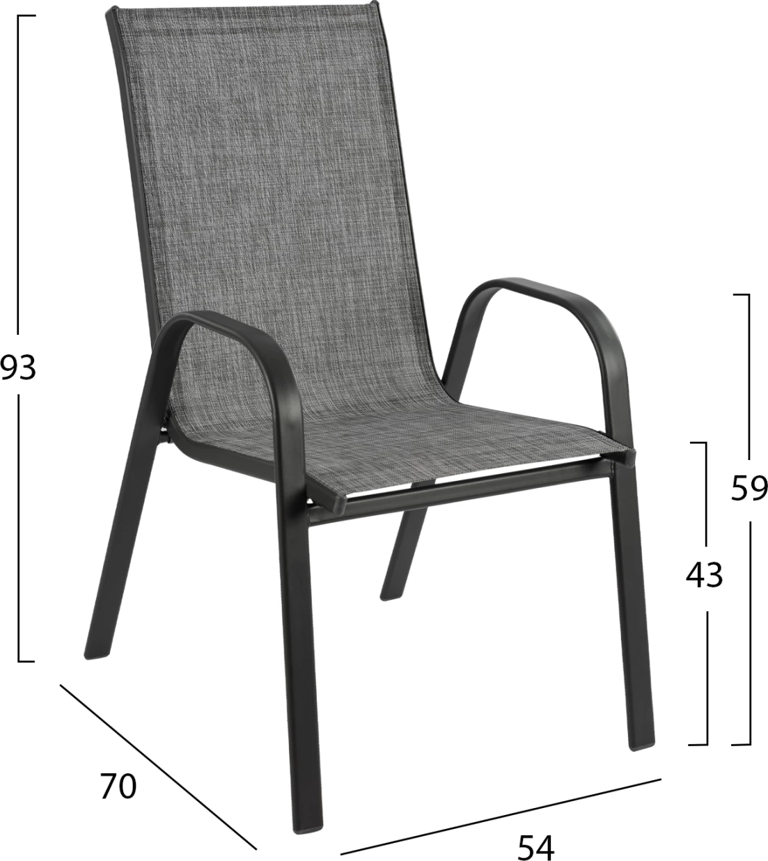 Karrige e jashtme LEON FH5000.01 kornizë metali gri-tekstilene gri 54x70x93Hcm