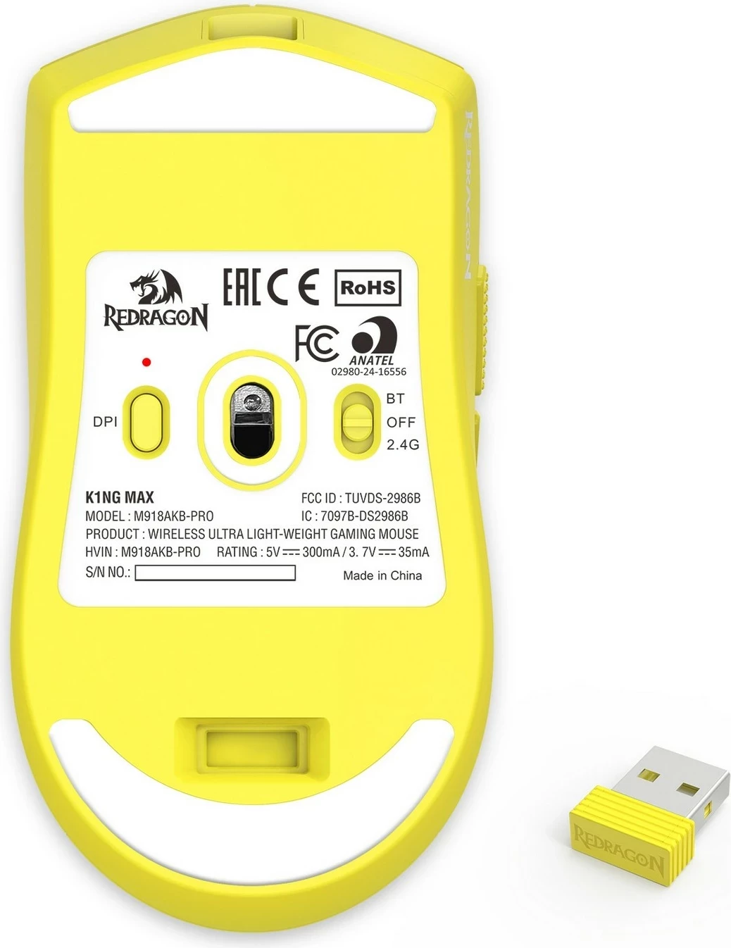 Maus Redragon M918-AKB-PRO K1NG PRO MAX 1K, e verdhë