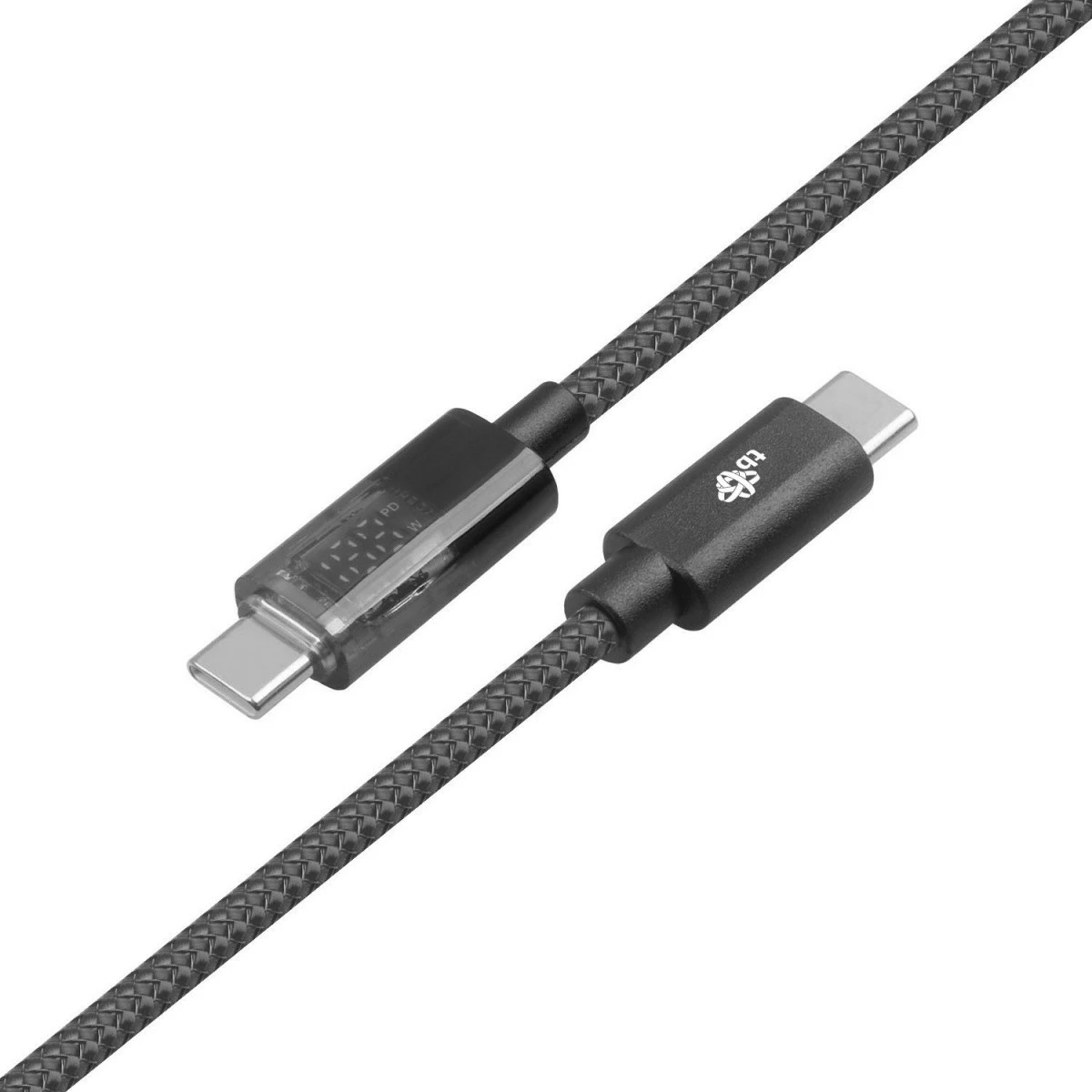 Kabllo USB C në USB C TB, 1m, me tregues LED, 100W, e zezë