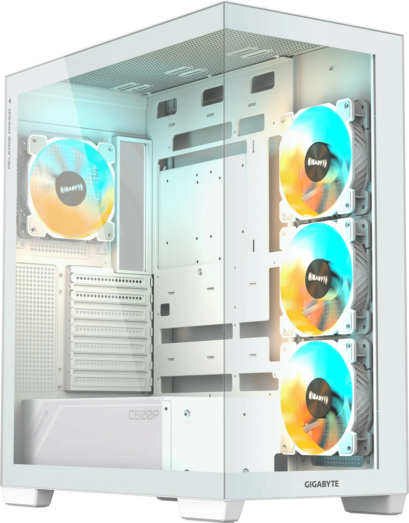 Kasë Gigabyte C500 Panoramic Stealth, Midi Tower, PC, ATX, Mini-ATX, Mini-ITX, e bardhë