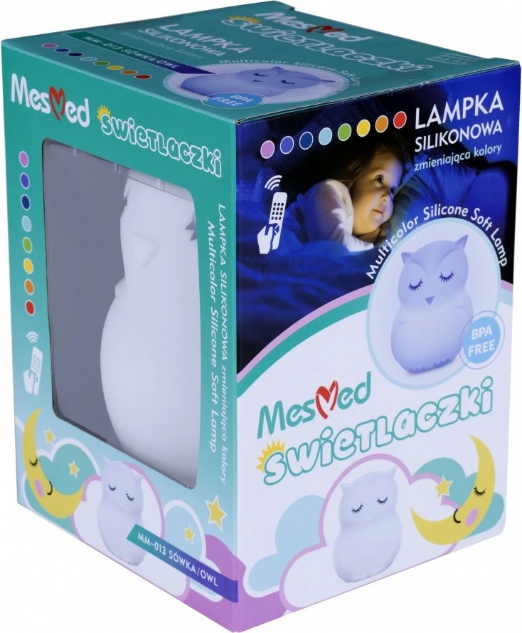 Llambë nate silikoni Mesmed MM014, Bluetooth speaker, ndryshim ngjyrash, Buf, Bardhë