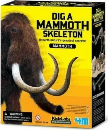 Set edukativ 4m KidzLabs Dig a Mammoth Skeleton, për fëmijë, me mjete dhe skelet mamuthi