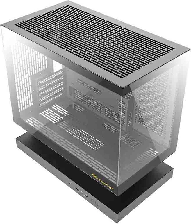 Kasë, Darkflash F1, midi tower M-ATX/ITX, panel xhami i kalitur, 6 ventilatorë ARGB, e zezë, set