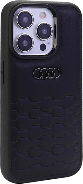 Mbështjellës Audi GT Synthetic Leather për iPhone 15 Pro, i zi