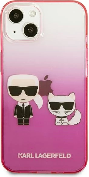 Mbështjellës Karl Lagerfeld KLHCP13STGKCP për iPhone 13 mini 5.4", hardcase, rozë Gradient Ikonik Karl & Choupette