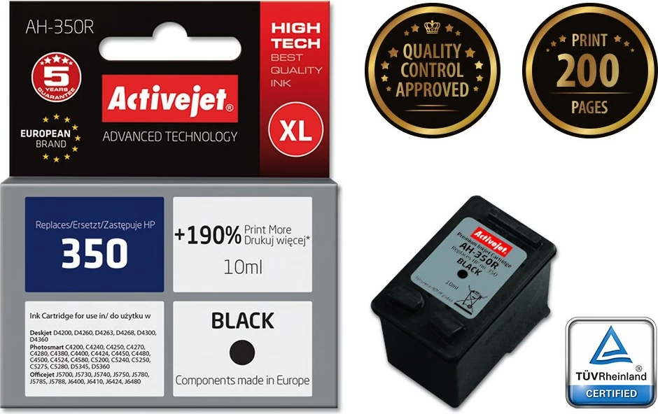 Ngjyrë zëvendësuese Activejet AH-350R për printerë HP, e zezë 