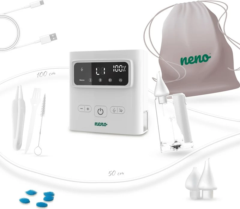 Aspirator elektrik për hundë neno Grasso, i bardhë, me 3 mbulesa