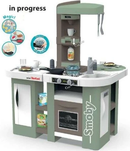 Kuzhinë lodër Smoby miniTefal Studio Bubble XL, 34 aksesorë, Gri/E gjelbër/E bardhë