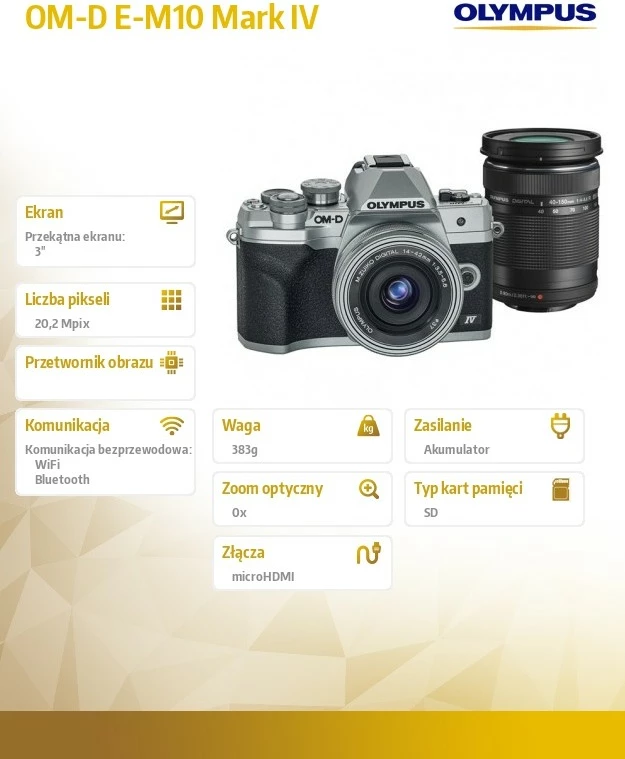 Aparat fotografik Olympus OM-D E-M10 Mark IV me lente 14-150mm, argjend
